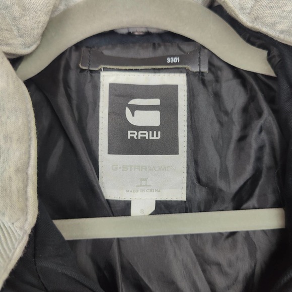 G Star Raw Storm Hooded Jacket Womens Small Black Full Zip 100% Cotton Biker - Picture 3 of 8